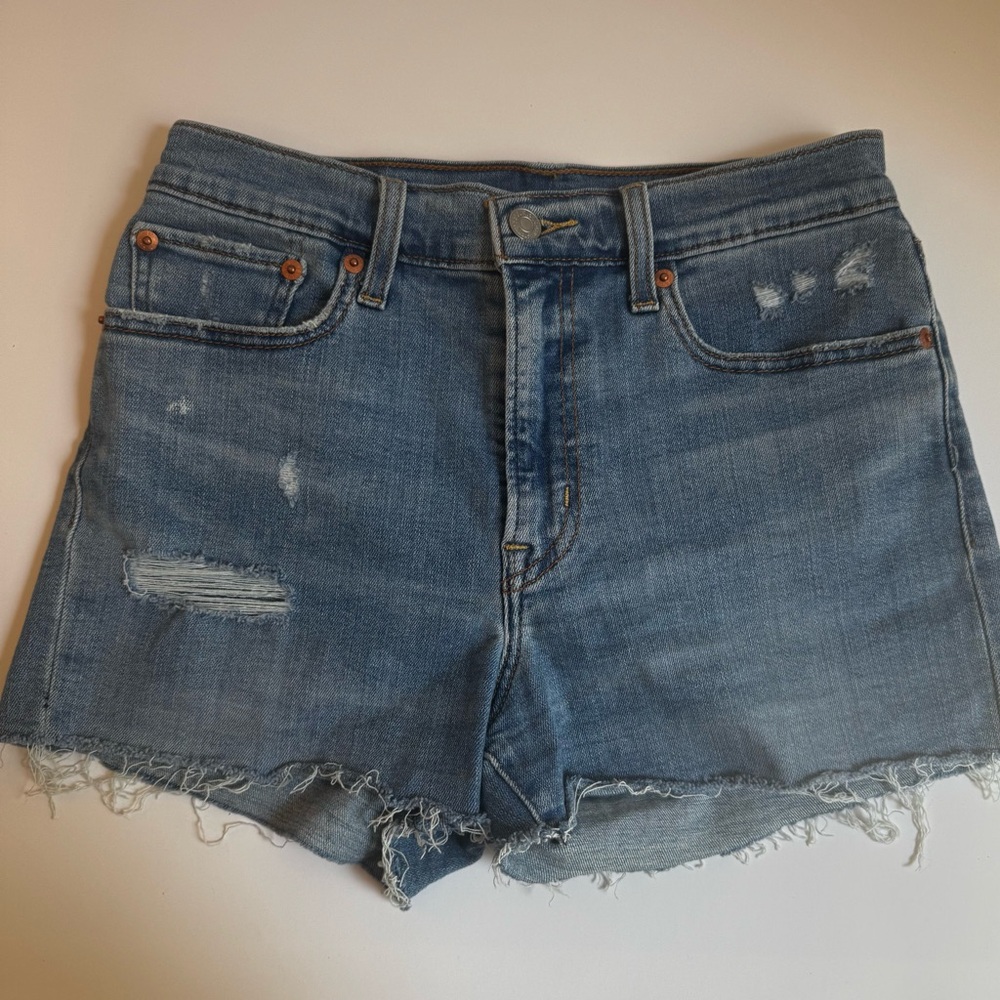 Levi's Blue Jean Shorts Distressed High-Waisted